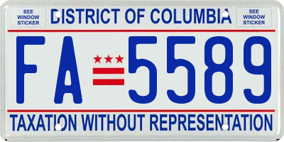 DC license plate FA5589