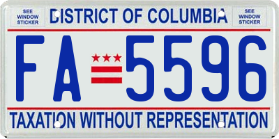 DC license plate FA5596