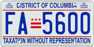 DC license plate FA5600