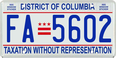 DC license plate FA5602