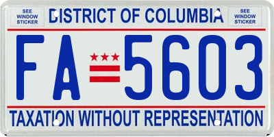 DC license plate FA5603