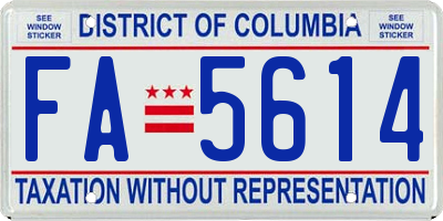 DC license plate FA5614