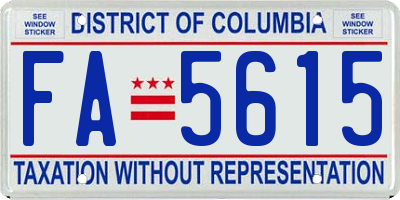 DC license plate FA5615