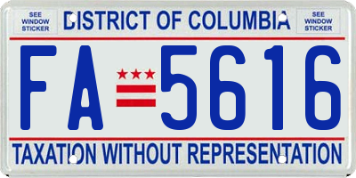 DC license plate FA5616