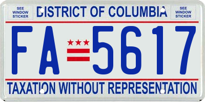 DC license plate FA5617