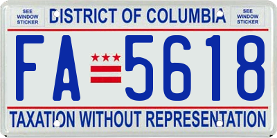 DC license plate FA5618