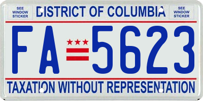 DC license plate FA5623