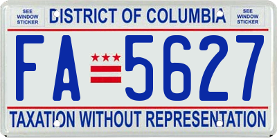 DC license plate FA5627