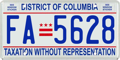 DC license plate FA5628