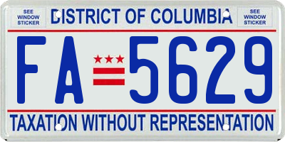 DC license plate FA5629