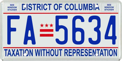 DC license plate FA5634