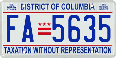 DC license plate FA5635