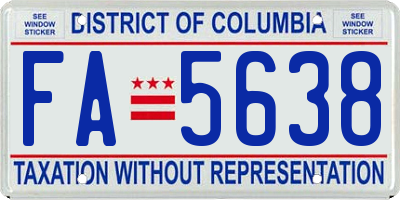 DC license plate FA5638