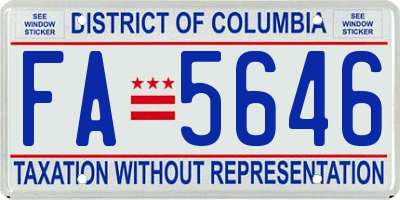 DC license plate FA5646