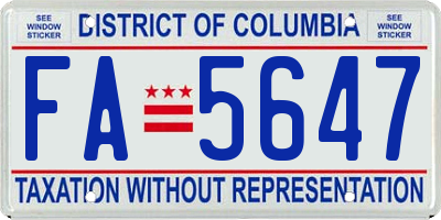 DC license plate FA5647