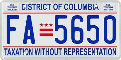 DC license plate FA5650