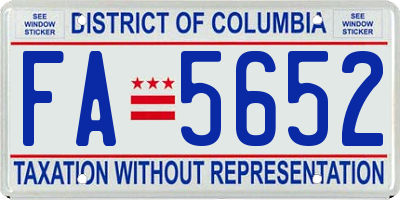 DC license plate FA5652