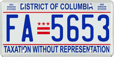 DC license plate FA5653