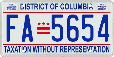 DC license plate FA5654