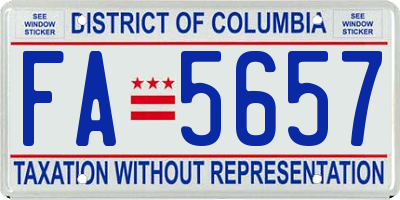 DC license plate FA5657