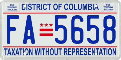 DC license plate FA5658