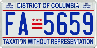 DC license plate FA5659