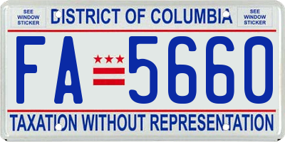 DC license plate FA5660