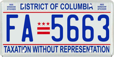 DC license plate FA5663