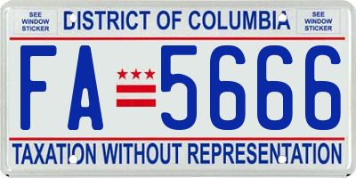 DC license plate FA5666