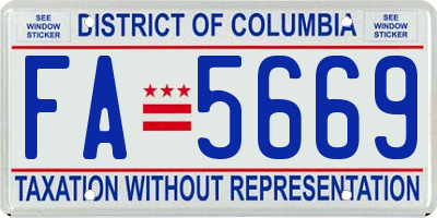 DC license plate FA5669