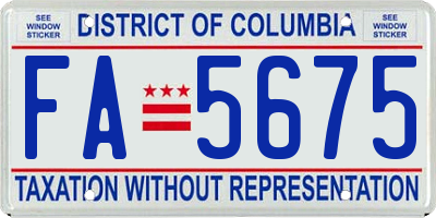 DC license plate FA5675