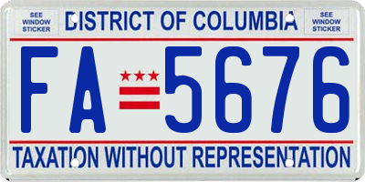 DC license plate FA5676