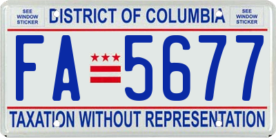 DC license plate FA5677