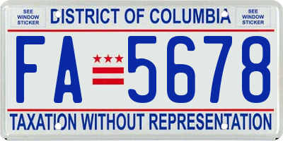 DC license plate FA5678