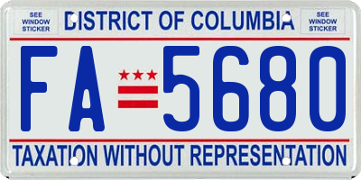 DC license plate FA5680