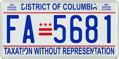 DC license plate FA5681