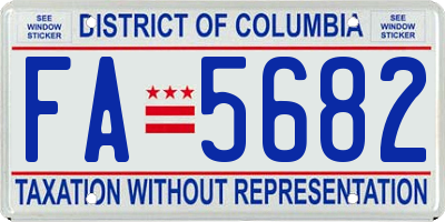 DC license plate FA5682