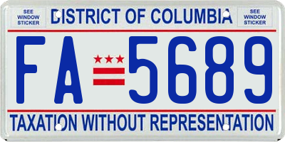 DC license plate FA5689