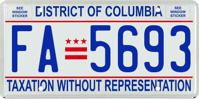 DC license plate FA5693