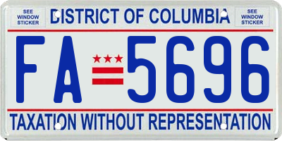 DC license plate FA5696