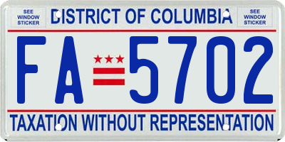 DC license plate FA5702