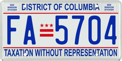 DC license plate FA5704