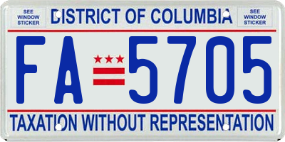 DC license plate FA5705