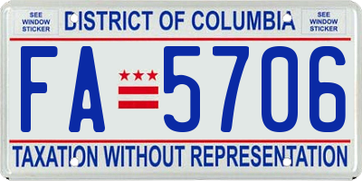 DC license plate FA5706