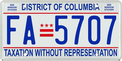 DC license plate FA5707