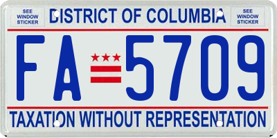 DC license plate FA5709