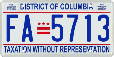 DC license plate FA5713