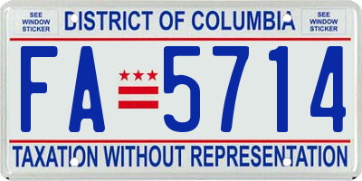 DC license plate FA5714