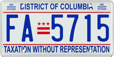 DC license plate FA5715