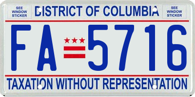 DC license plate FA5716